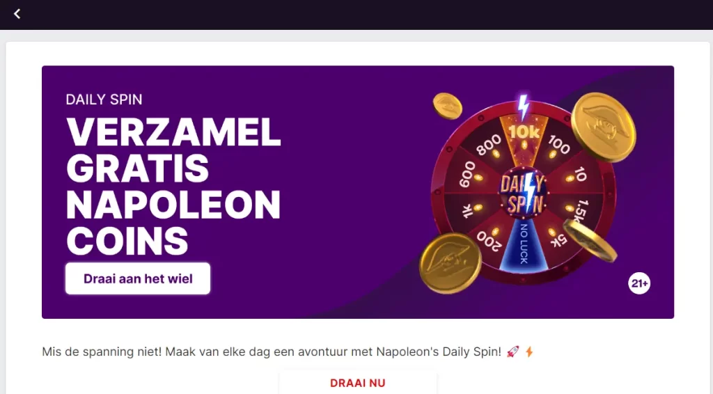 Promo Napoleon Games Daily Spin